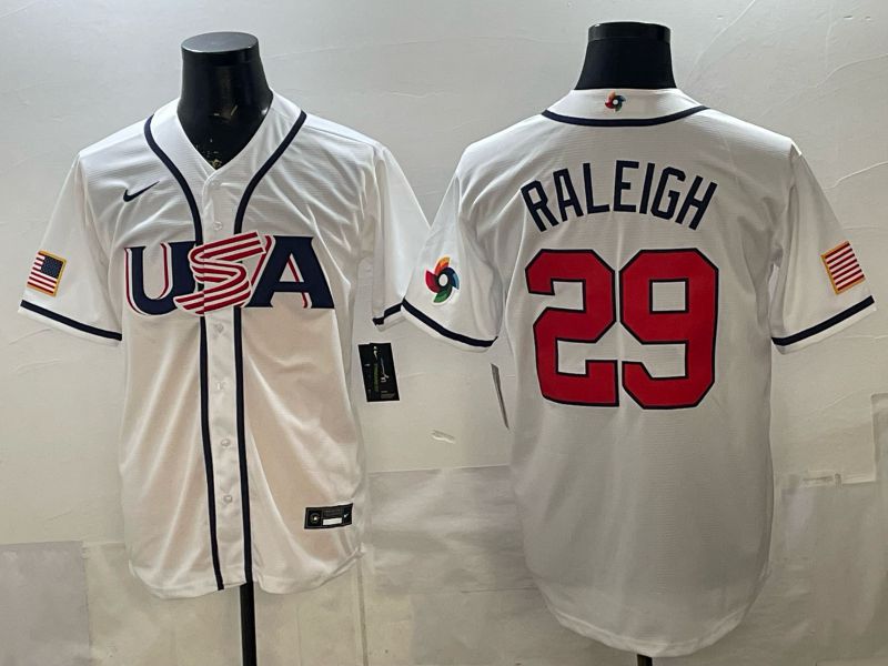 Men 2026 World Cub USA #29 Raleigh White Game Nike MLB Jersey style 009